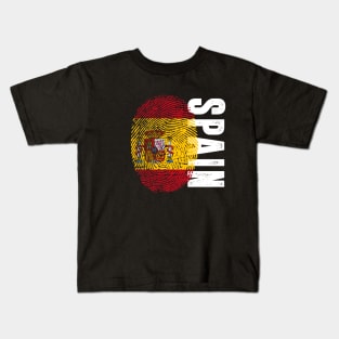 Spain Flag Fingerprint My Story DNA Spanish Kids T-Shirt